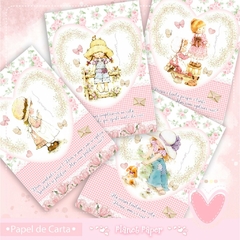 Papéis de Carta Sarah Kay (Floral com Frases) 4 Modelos