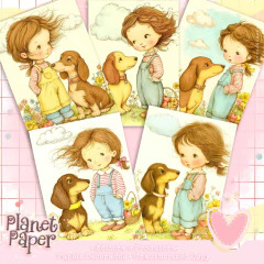 Papéis de Carta Menininhas e Pets (9 Modelos) Saudade Ilustrada na internet