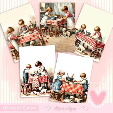 Papéis de Carta Menino e Menina Vintage (5 Modelos)