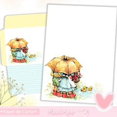 Papéis de Carta Menino e Menina (4 Papéis e 2 Envelopes)