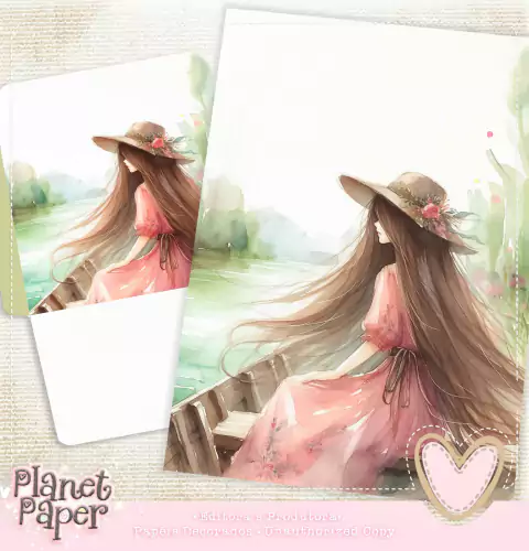 Papel de Carta Flora Collections (4 Papéis modelos Iguais e 2 Envelopes)