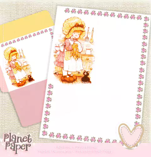 Papéis de Carta Sarah Kay (4 papéis iguais e 2 Envelopes)