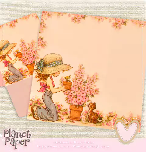 Papel de Carta com Envelope Sarah Kay (Modelo Quadrado 17cm)