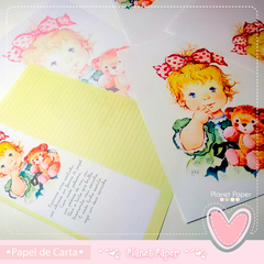 Papéis de Carta Menina Vintage & Urso (Capa, 5 Modelos e Portcard) na internet