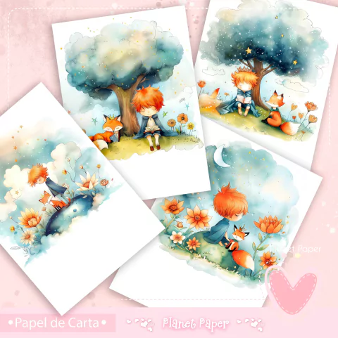 Papéis de Carta Pequeno Príncipe (4 Modelos)