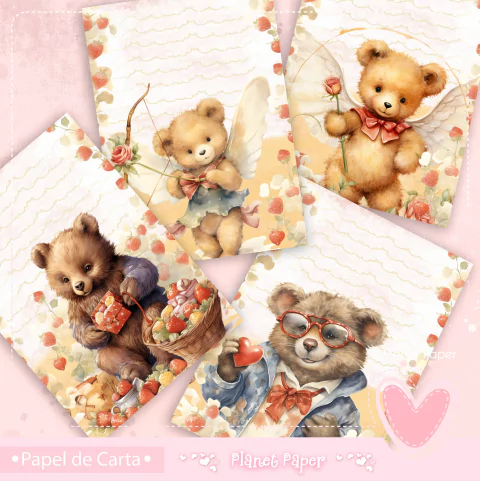 Papéis de Carta Ursinhos (8 Modelos)