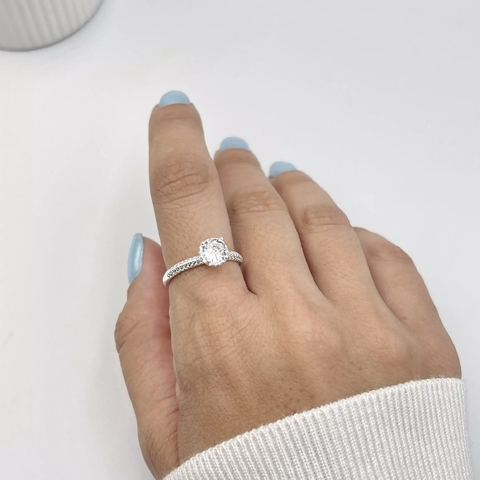 Anel feminino solitário cravejado zircônia 6mm prata 925 - comprar online