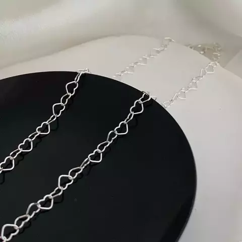 Choker feminina elo corações prata 925 - comprar online