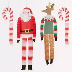 Adornos de Papá Noel y Reno con piernas largas