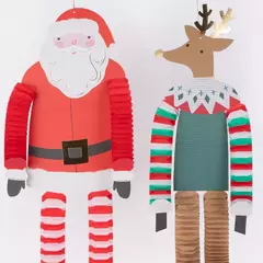 Adornos de Papá Noel y Reno con piernas largas en internet