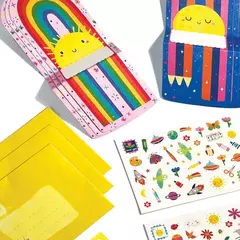 Set de tarjetas y calcomanías Hello Rainbows en internet