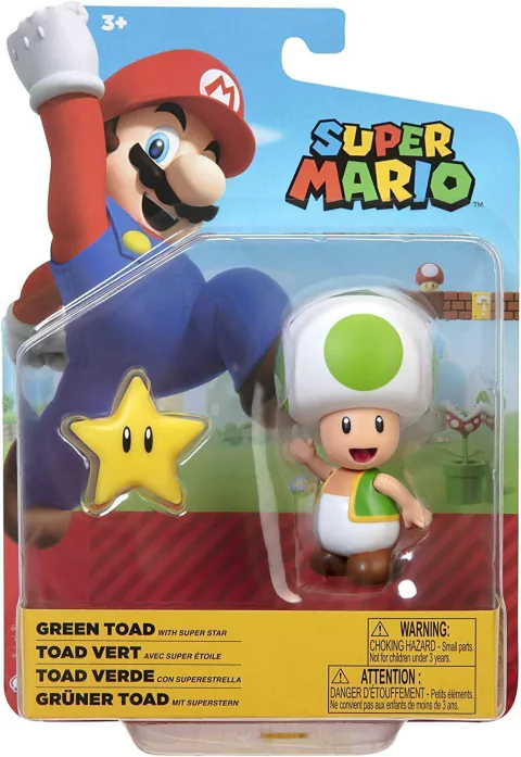 Super Mario Figura Toad Verde con Superestrella