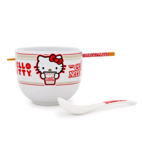 Hello Kitty x Nissin Tazón de Cerámica con palillos