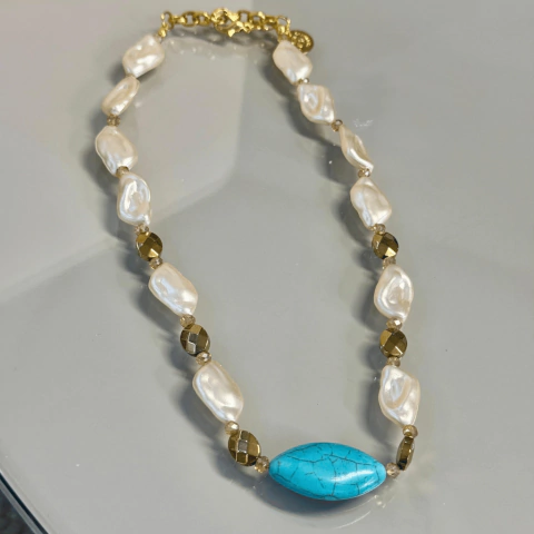 Colar hematita perola Nadia