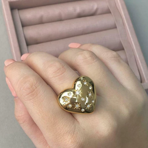 ANEL CORAÇÃO COM STRASS FRAN - comprar online