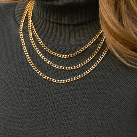 Colar 3 fios Elos Diamantados Cora