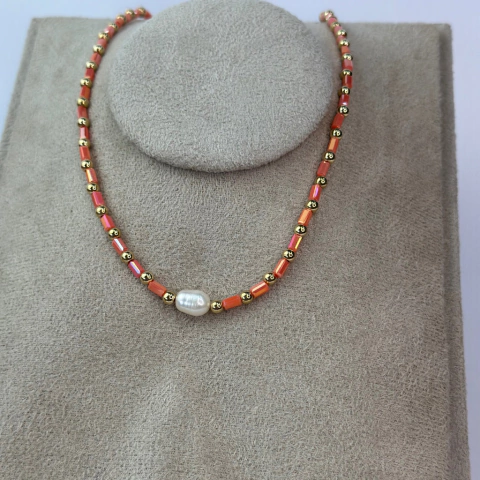 Colar Rani vidrilho com pérola natural