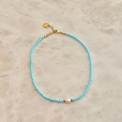 Choker cristal azul boreal pérola