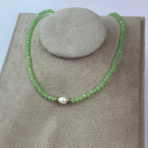 CHOKER CRISTAL PÉROLA VERDE