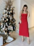 VESTIDO MIDI BUSTIER DE ALÇA VERMELHO - Closet Laila Sapienza