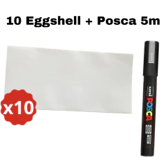 Paq. 10 Eggshell Blanco + 1 Marcador Posca PC-5M