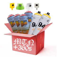 Caja Mistery Euromexa: 2 Aerosoles MTN 94 + 4 Botes 360 Spray Paint + 4 Caps