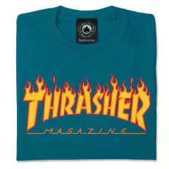 Thrasher Flame Logo Galapagos Blue T-Shirt - buy online