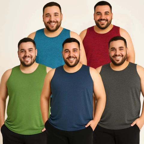 Regata Plus Size Masculina Básica Dry Fit Academia Treino - 063