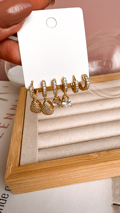Trio de Argola Pietra Dourado - comprar online