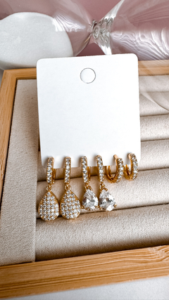 Trio de Argola Pietra Dourado