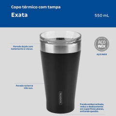 Copo Térmico Tramontina Preto com Tampa 550 ml 61646/505 - loja online