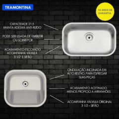Tanque Inox Tramontina 40x35 19L Ac + Cuba 47x30 Ac na internet