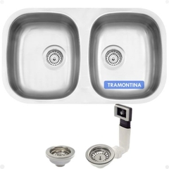 Cuba Bacia Dupla 77X45 Tramontina Isis Inox Escovado Escape - comprar online