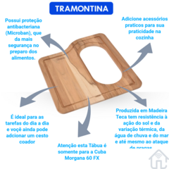 Tábua p/ Cubas Morgana 60FX Tramontina Madeira 43,5x41 R94530016 - comprar online