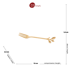 Conjunto 4 Garfos de Aço Inox para Aperitivo Leaves Dourado - Wolff - comprar online