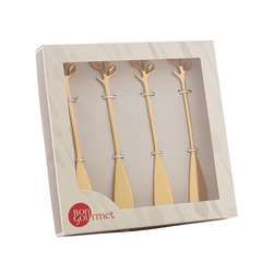 Conjunto 4 Espátulas de Aço Inox Leaves Dourado - Wolff