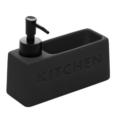 Porta Espoja e Detergente Liquido Touch Cerâmica Cinza Chumbo 380ml Wolff