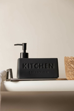 Porta Espoja e Detergente Liquido Touch Cerâmica Cinza Chumbo 380ml Wolff - comprar online