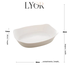 Refratário de Vidro Opalino Carine White 38cm x 28cm x 7,5cm Lyor - comprar online