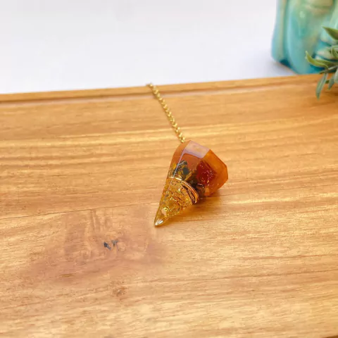 Orgonite Pêndulo de Olho de Tigre - Abertura de Prosperidade