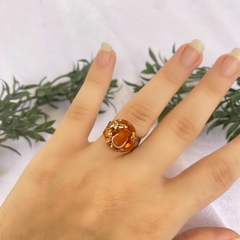 Anel Orgonite Ajustável - Chakra Umbilical - Ágata Fogo na internet