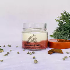 Vela Aromática com Cristais - Cinamomun - Canela e Pirita - 150g