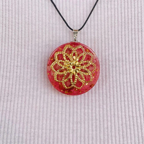 Colar Flor da Vida - Quartzo Rosa - Geometria Sagrada