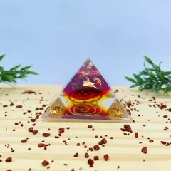 Orgonite Pirâmide Quéops - Jaspe - 6º Raio Rubi Dourado - Mestra Nada - 6cm na internet