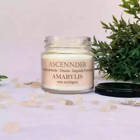 Vela Aromática com Cristais - Aroma Floral - AMARYLIS - Quartzo Rosa - 100g - comprar online