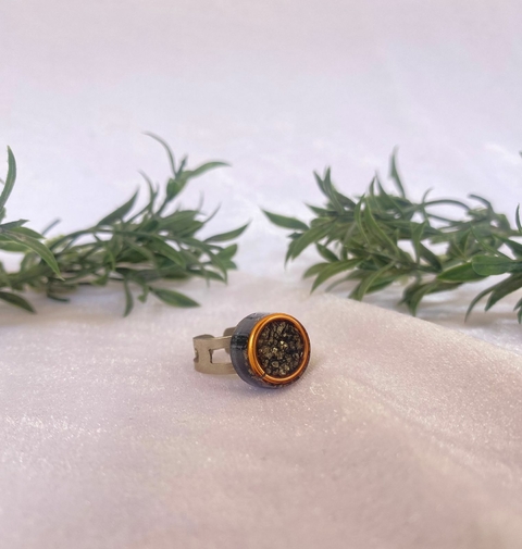 Anel Orgonite Ajustável - Prosperidade - Pirita