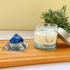 Kit Proteção Espiritual e quebra de Contatos - Pirâmide do Arcanjo Miguel 6cm / Vela de Arcanjo Miguel 150g