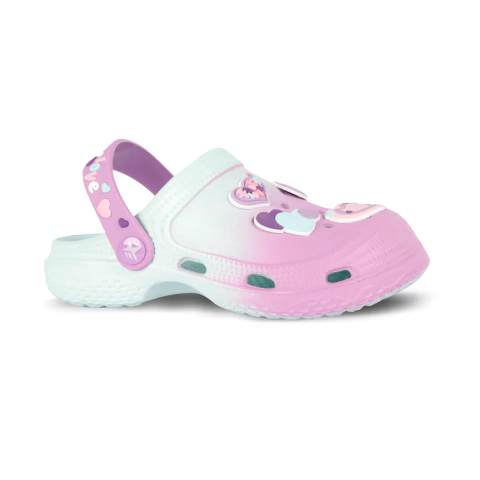 Zuecos Footy Clogs Nena Corazones Aqua Lila Degrade (CL978) - comprar online