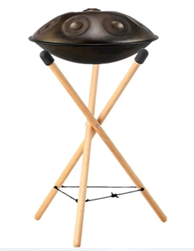 Suporte tripé de madeira para handpan e hang drum