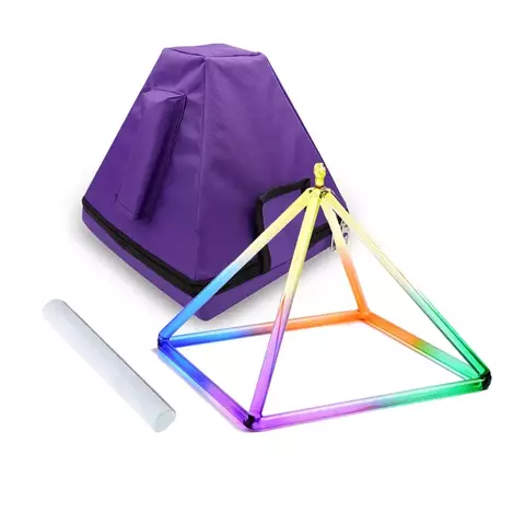 Pirâmide Cantante de Cristal Quartzo Ouro ou Arco-Íris - 15 cm - 6"